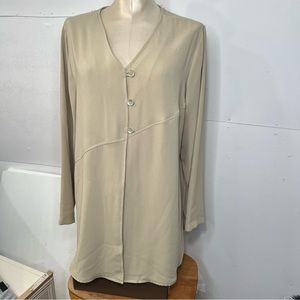 Laura Scott tunic womens XL beige, long sleeve flowie